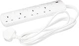 MERCURY 4 Gang Extension Lead 2 Metre White with Individual Switches Fused Plug view 7