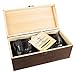 Whiskey Stones Glasses Gift Set - 8 Granite Chilling Whisky Rocks + 2 Crystal Tumblers + Cotton Bag in Wooden Box – Reusable Ice Cubes by Cumbreca