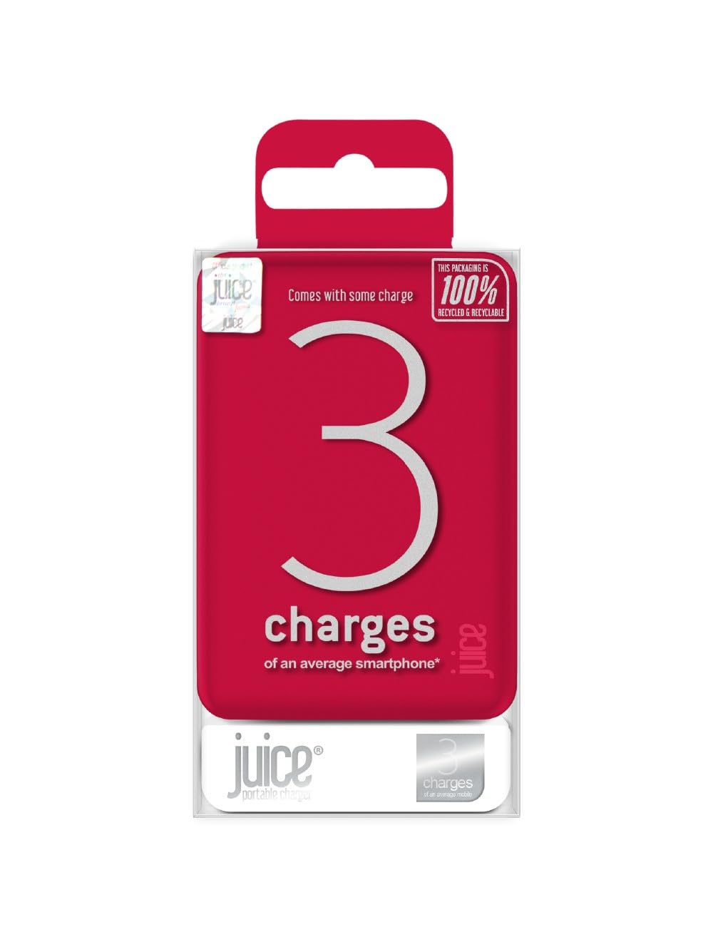 Juice Power Bank 10000mAh Portable Charger with 3 Ports (2×USB-A + USB-C) Fast Charging Battery Pack Up to 3 Full Charges for Smartphones & Tablets – Red