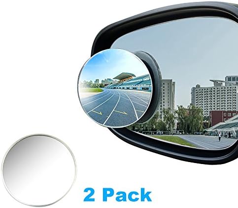 Blind Spot Mirror 2 inch Frameless Stick On Round Car Rear View Convex Mirror HD Glass Aluminum Shell adhesive Auto Side View For All Universal Vehicles Car Truck SUV Motorcycle Jeep (50mm 2 Pack)