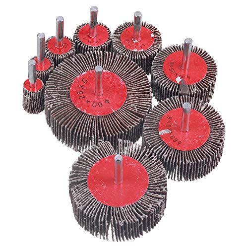 9 Pack 1/4" Abrasive Flap Wheel Sander Set, Rocaris 80 Grit Aluminum Oxide Flap Wheels Cone