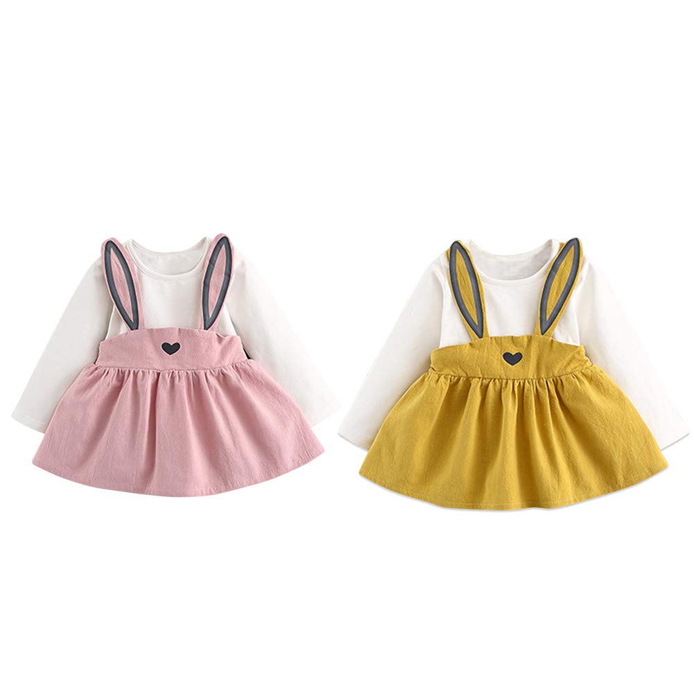 Bobora Baby Girl One Piece Long Sleeve Bowknot Princess Mini Dresses Cotton For 0 24m