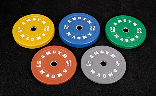 AMGYM-Color-Olympic-Bumper-Plate-Weights-Plates-Bumper-Weight-Plate-Steel-Insert-Strength-Training-Pair
