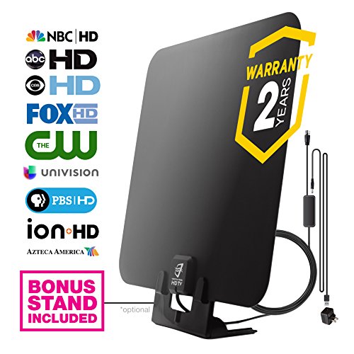 HDTV-Antenna-by-WatchFree-HDTV-Amplified-High-Definition-TV-Antenna-50-Mile-Range-w-In-Line-Signal-Amplifier-for-Best-Reception-11ft-Coax-Cable-Wall-Mountable-w-Included-Optional-Table-Stand