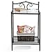 Topeakmart 2 Tier Metal Night Stand Antique Bedside Table Top Glass Shelf Storage