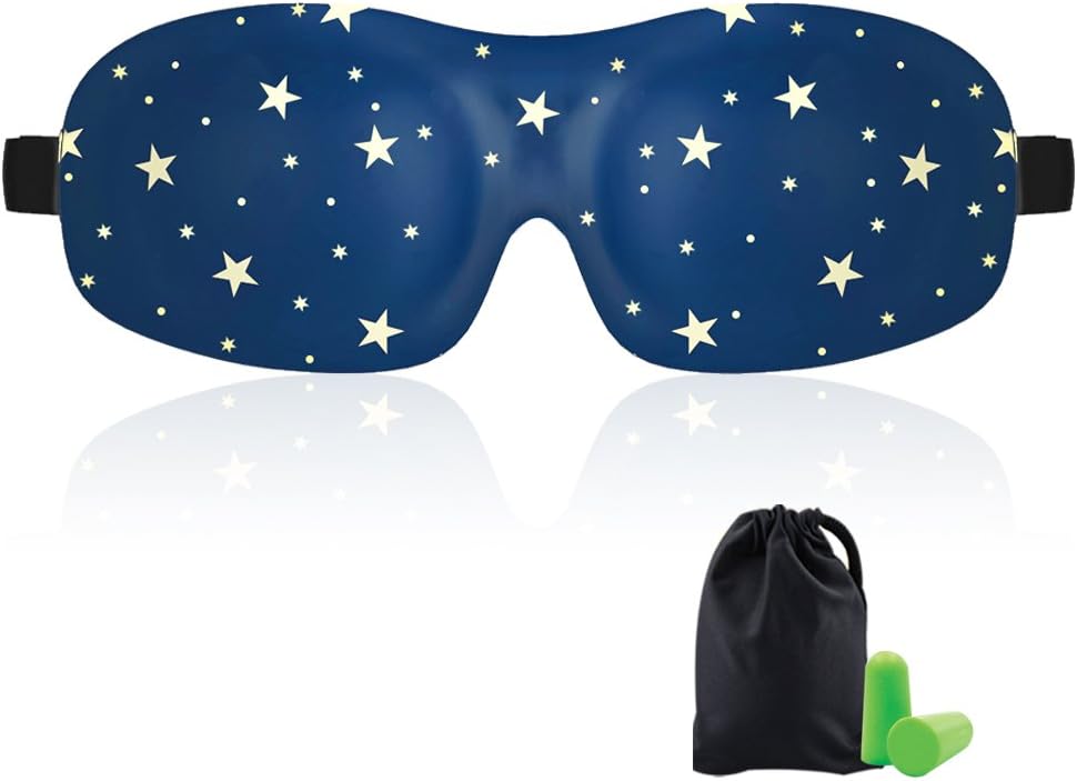 Sleep Mask for Woman & Man KAMOSSA Star Cute Contoured 3D Eye Mask Eye Cover for Sleeping, Total Darkness Sleeping Mask Free Earplugs & Carry Bag