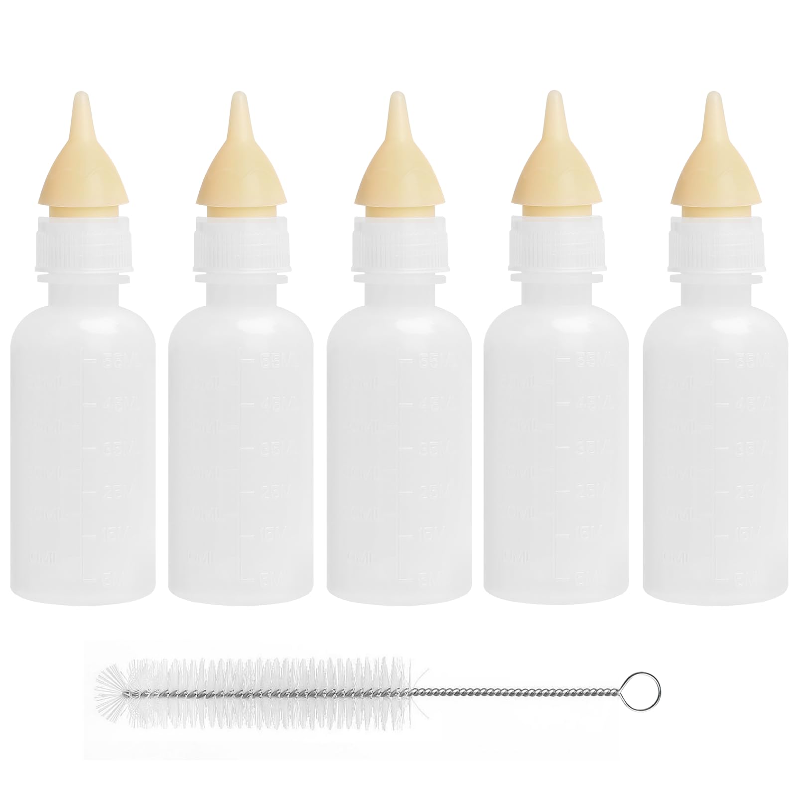 Photo 1 of 4pcs only. FEDIPUP Pet Feeding Bottle, Reusable Nursing Bottles Kits with Silicone Nipple, Replacement Original Feeding Bottle for Newborn Kittens Puppies Rabbits Small Cat Dog Animals, Short Nipple