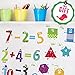 Numbers & Shapes Learning Wall Decals for Kids - Educational Math Classroom Stickers [>30 Cute Art clings] with Free Bird Gift!
