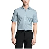 Van Heusen Mens Dress Shirt Short Sleeve Slim Fit Poplin