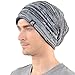 FORBUSITE Mens Slouchy Long Oversized Beanie Knit Cap for Summer Winter B08 (B5001x-Black w Grey)