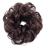 Gracefulvara Wavy Curly Synthetic Bun Cover Hairpiece Clip in Scrunchie Hair Extensions Chic (Dark brown)