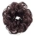 Gracefulvara Wavy Curly Synthetic Bun Cover Hairpiece Clip in Scrunchie Hair Extensions Chic (Dark brown)
