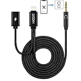 DISDIM iPhone X Aux Charger Adapter 2 in 1 Lightning to 3.5mm Headphone Jack Audio Cord with Extension Lightning Charging Cable for iPhone X / iPhone 8 / 8 Plus / iOS 11 to Home / Car Stereos - Black