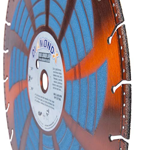 DiamondX Heavy Duty 14-Inch (14") X .130 X 1"-20MM Metal Cutting Diamond Rescue Blade with Side Coating - use with Hand-Held Saws & Concrete Saws for Cutting Rebar, Ductile Pipe and Similar