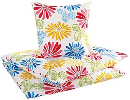 MERADISO® Mikrofaser Satin Bettwäsche, KOMFORTGRÖSSE (155x220 cm, weiß/bunt, Blumenmuster)