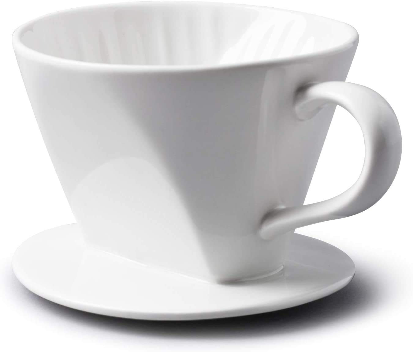 Coffee Filter, DELFINO Hand Coffee Filter Insert Ceramic Filter, Premium Quality, Reusable, Traditional Porcelain Coffee Filter Cone Porcelain, Excellent aromatic Coffee Flavour - White