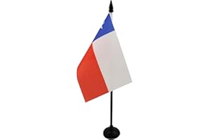 AZ FLAG - Chile Table Flag 15x10 Cm - Chilean Office Flag 100% Polyester 4'' x 6'' - Mini Desk Flag with 25 Cm Pole and Black