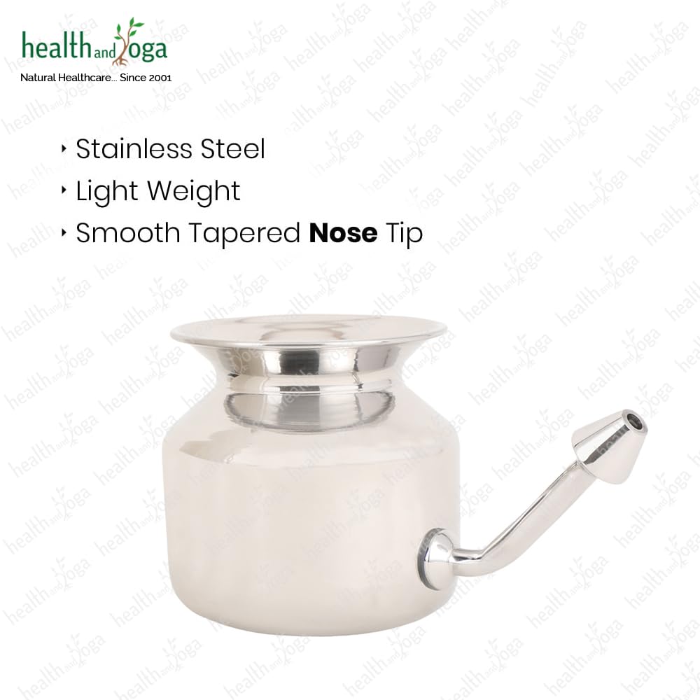 HealthAndYoga? SteloKleen Stainless Steel Neti Pot for Sinus Congestion (Ayurvedic JalNeti)
