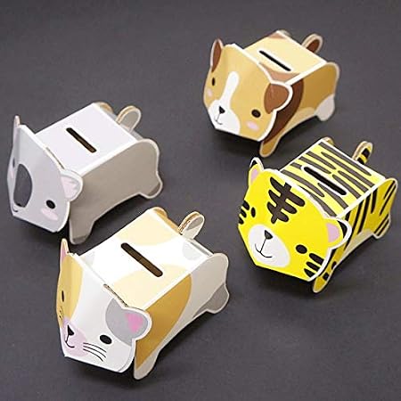 Amazon 段ボールペーパークラフト 動物貯金箱 トラ2 イヌ2 コアラ2 ネコ2 合計8枚 家で作る 家で遊ぶ 趣味を作る 家でできる工作 おうち遊び 貯金箱 おもちゃ