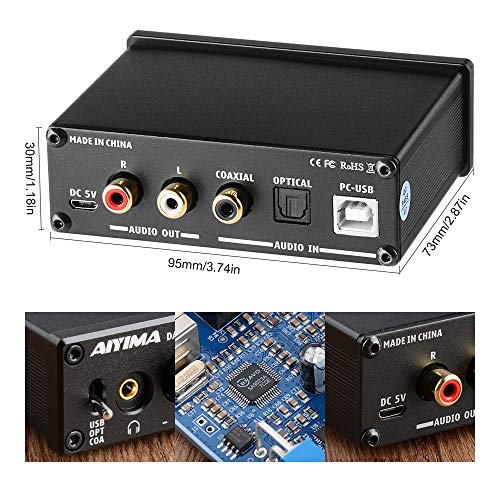 AIYIMA DACA2 Dac Headphone Amplifier with Bass and Treble Controls PC