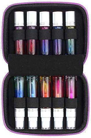 Tanice Essential Oil Case with 5pcs 10ml Roller Bottles and 5pcs 10ml Spray Bottles Hard Shell Exterior EVA Essential Oils Storage Organzier Bag Great for Travel and Daily Use