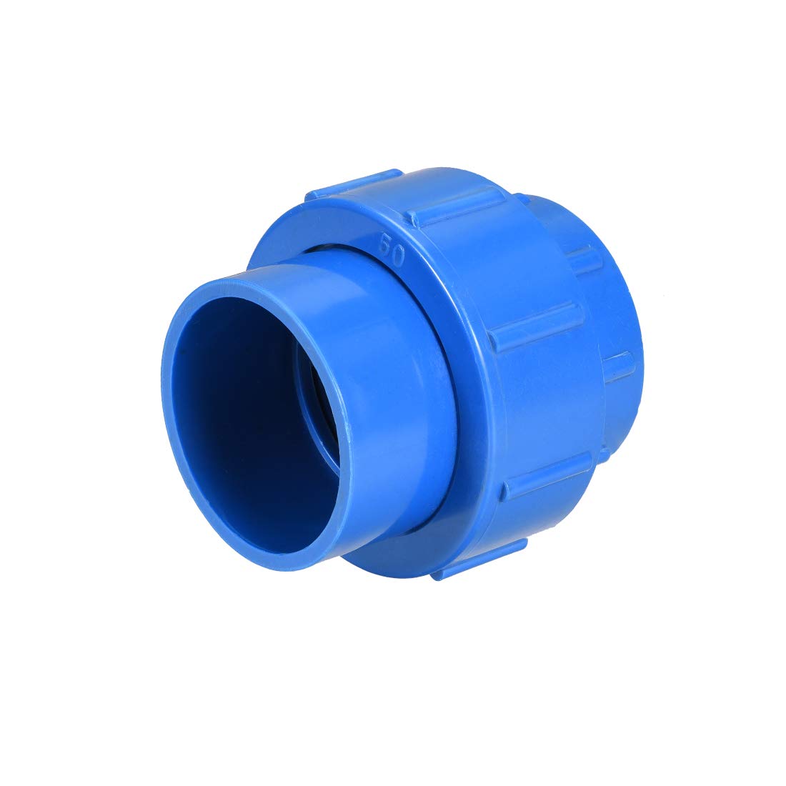 Photo 1 of uxcell 50mm X 50mm PVC Pipe Fitting Union Solvent Socket Quick Connector Blue