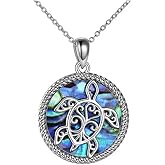 Yocoyee Shell Sea Turtle Pendant Necklace Imitated Abalone Round Heart Shape Dainty Marine Necklace for Women