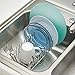 mDesign Kitchen Sink Dish Drainer – Small Metal and Plastic Dish Rack for Kitchen Sink – Ideal for Plates and Cutlery Basket – Chrome/Clear
