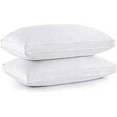 puredown® Goose Feather Down Pillows, Gusseted Bed Pillows for Sleeping 100% Cotton Cover, Set of 2 Standard Size