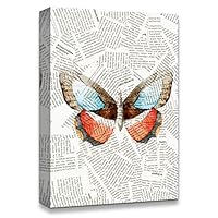 Canvas Wall Art Butterfly On The Newspaper Canvas Prints Home Artwork Decoration for Living Room,Bedroom - 12x18 inches