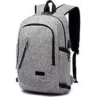 FLYMEI Laptop Backpack with USB Charging Port and Lock & Headphone Compartment, Fits 12-16 inch laptop and Notebook, Waterproof School Rucksack Business Knapsack Travel Daypack College Bookbag , Grey