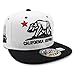 Embroidered California Republic with Bear Claw Scratch Snapback Cap (White/Black)