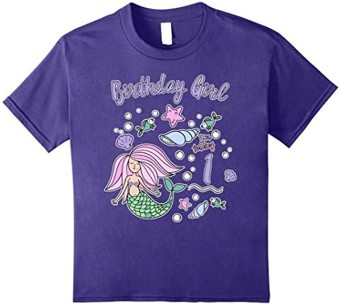 unisex-child Birthday Girl Mermaid T-Shirt For Kids Turning 1 8 Purple