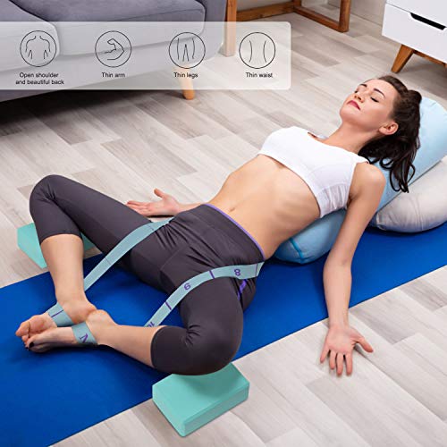 oscaurt-Yoga-Block-2-Pack-with-StrapHigh-Density-EVA-Foam-Yoga-Block-Brick-with-Elastic-Stretch-Strap-with-11-Loops-for-Yoga-Physical-Therapy-Dance-and-Pilates