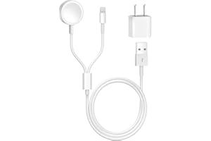 CURVOLOGYS [Apple Certified] 2 in 1 iPhone and Watch Charger 6.6 FT Magnetic iWatch Charging Cable with USB Wall Block Travel Plug Charger for Apple Watch Series 9/8/7/6/SE/5/4/3/2/1,iPhone 14/13/12/11/Pro/Max