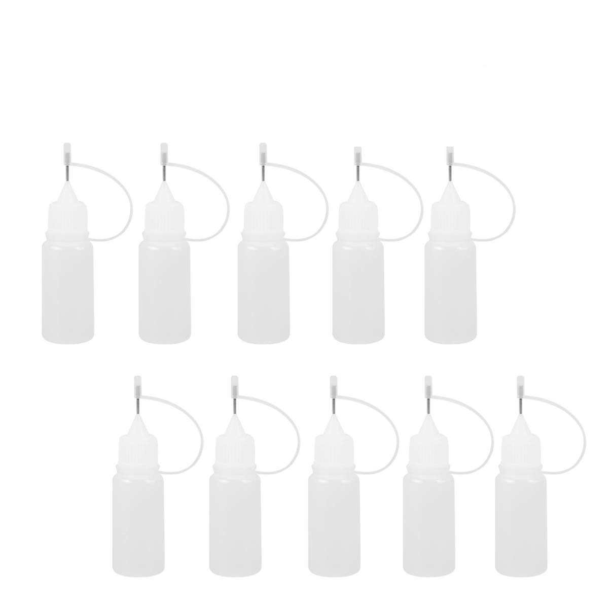 Artibetter 10Pcs Needle Tip Applicator Bottle Squeeze Glue Bottles Set Precision Bottle DIY Quilling Tool for Acrylic Painting Quilling Alcohol Ink (White) 10ml