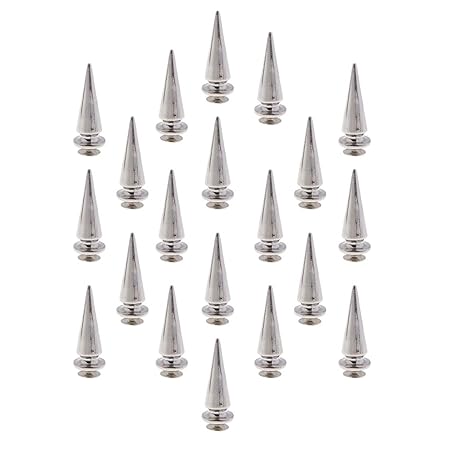 F Fityle 20er Set Metall Nieten Ziernieten Schmucknieten Spikes Spitz Gothic Punk Silber Farbe für Taschen, Gürtel, Lederarmb