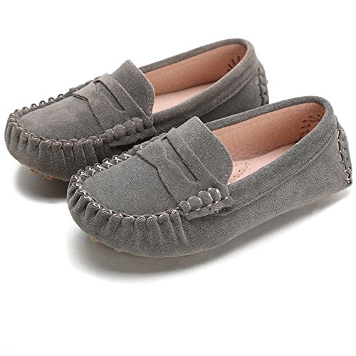 Battle Men Little Kids Penny Loafers Flat Heel Slip On Toddler's Shoes for Boys & Girls Causal Comfortable (Color : Gray, Size : 9 M US Toddler)