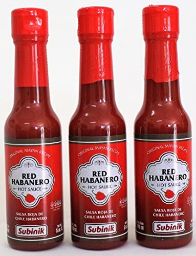 Original Mayan Red Habanero Paste Hot Sauce Subinik ( 3 Count Package )