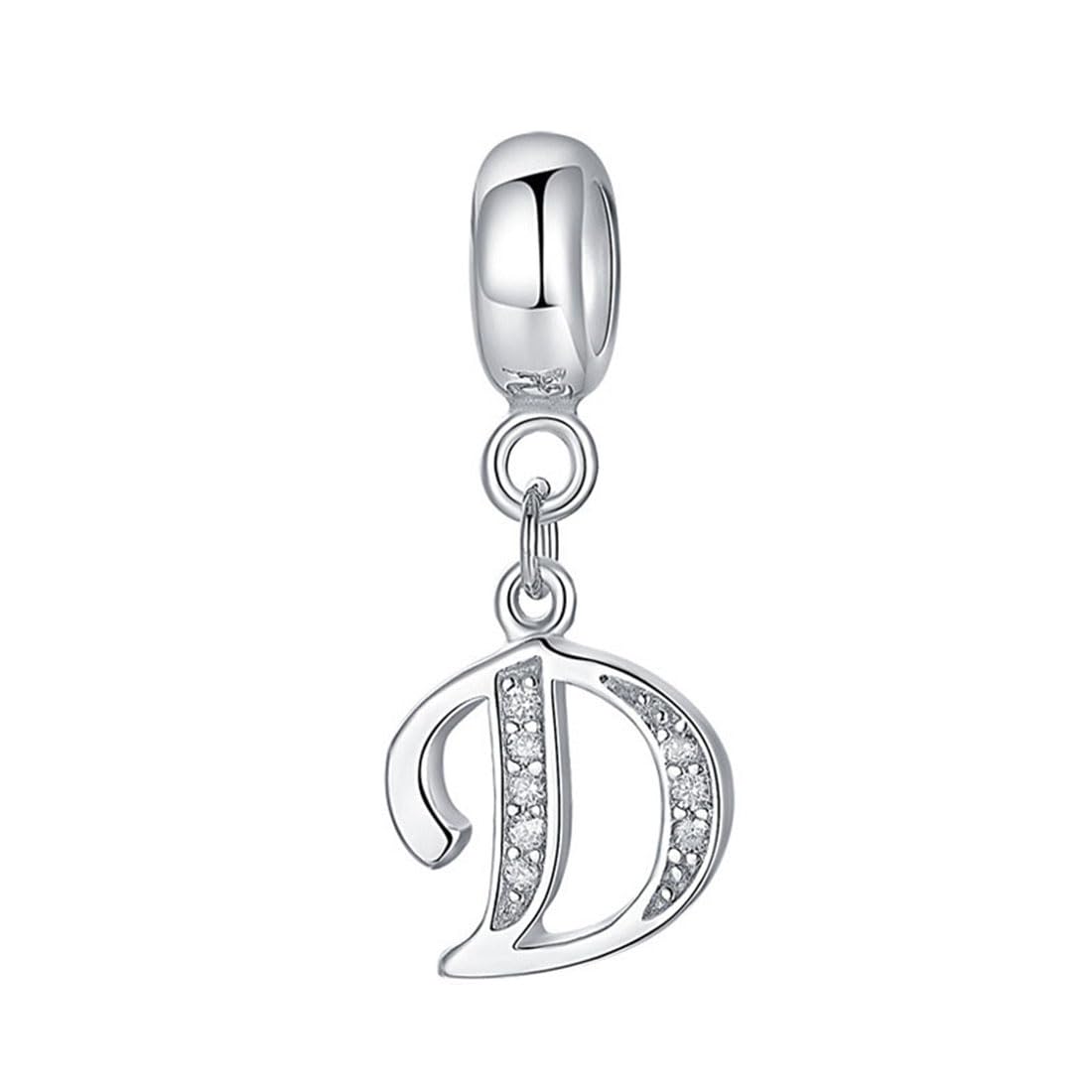 925 Sterling Silver Letter Charm Beads Alphabet Charms D Charm Anniversary Charm Words Charm fits Pandora Charms Bracelet (D)