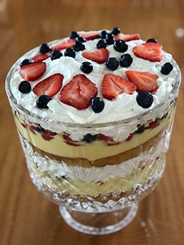 Elegant Large Crystal Serving Bowl, Footed Trifle Bowl, Punch Bowl - Beautiful Centerpiece for Fruit, Salad, and Dessert - Home, Office, Wedding Decor
