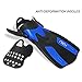 Adult Snorkeling Swim Fins Short blade Diving Fins Adjustable Flippers，1 Pair (Blue, XS/M)
