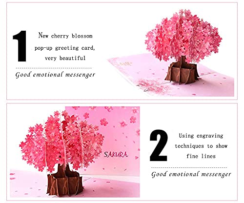 Cherry Blossom Pop Up Card, Bohang Wedding Anniversary Popup Card Greeting Card for Her on Mothers Day, Valentine, Birthday, Anniversaries, Wedding