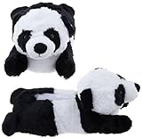 Wishpets Children Kid Panda Bear Animal Paw Plush Toy Fuzzy Slippers - Black & White