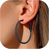 FaithHeart 2mm Thin Hoop Earrings for Women Hypoallergenic, Silver/Black/14K Gold Plated Stainless Steel Large Hoop Earrings for Women Lightweight Earring Trendy Jewelry, 20mm-100mm