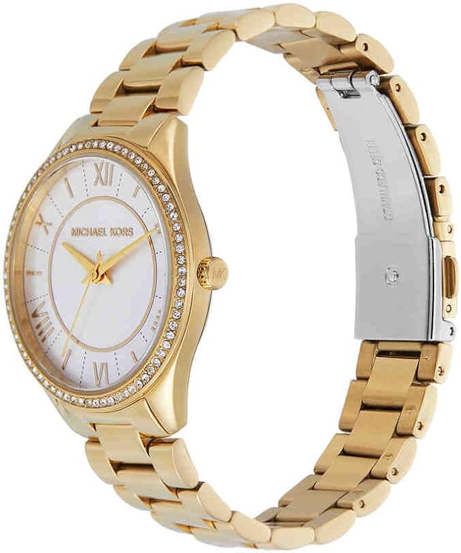 Reloj Lauryn para Mujer, Movimiento de Cuarzo de Tres Agujas con Correa de Acero Inoxidable o Piel, 33 mm, Juego de Tonos Dorados