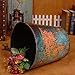 Scakbyer Wastebasket, Retro European Style Household Home Office Round PU Leather Waste Bin Paper Basket Trash Can Dustbin Garbage Bin Waste-Paper Basket Ashcan Ashbin Without Lid - World Map