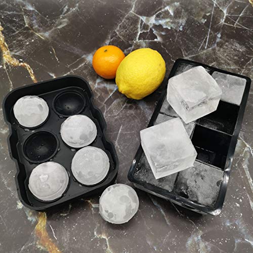 Luxuvee Eiswürfelform Eiskugelform Silikon XXL 2er Pack Eiswürfelbehälter mit Deckel Groß Ice Cube Tray Eiswürfel Kugel… – Bild 5