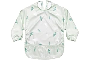 ANGORA BRANDS Baby Bibs - Stylish Long Sleeve Bibs for Baby - Versatile Teething Bibs, Drool Bibs, Smock Bibs Fit for Ages 6-24 Months - Mess Proof & Water Resistant Baby Feeding Essentials - Baby Bib by Cuvered