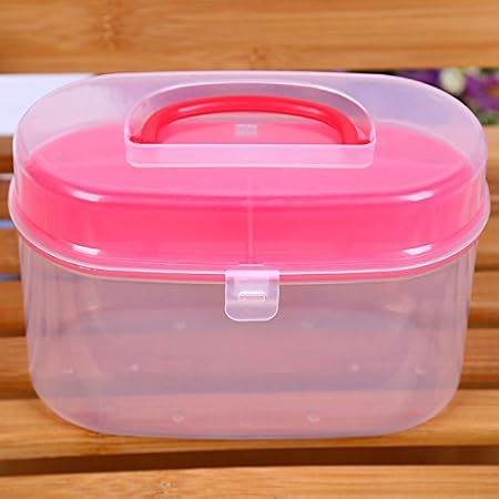 GULUDED Caja de almacenamiento de plástico con asa, 14 x 7,5 x 9,5 cm: Amazon.es: Hogar